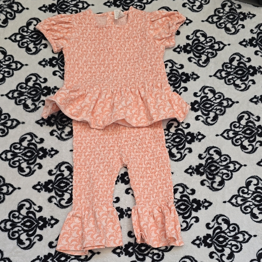 kate quinn Peach Smocked Top and Pants Set